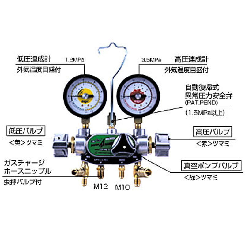 １３４ａ　３バルブオイルゲージ付マニホールド  CP-MG313N/DX